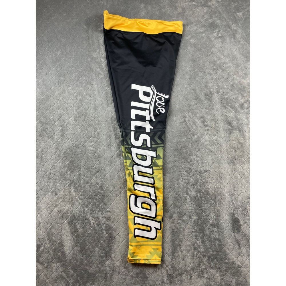 XLUSION Pittsburgh Football Leggings Black Gold Tribal Print Womens XL Yoga Pant